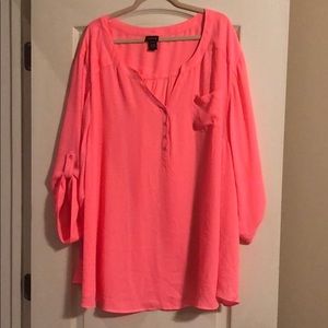 Neon Pink 3/4 Sleeve Blouse